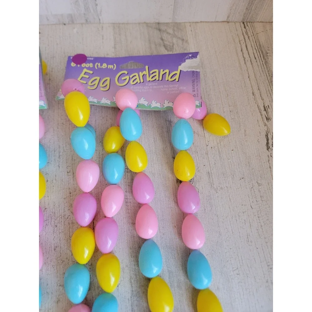 Vintage blow mold pastel egg garland Easter spring hanging home decor set